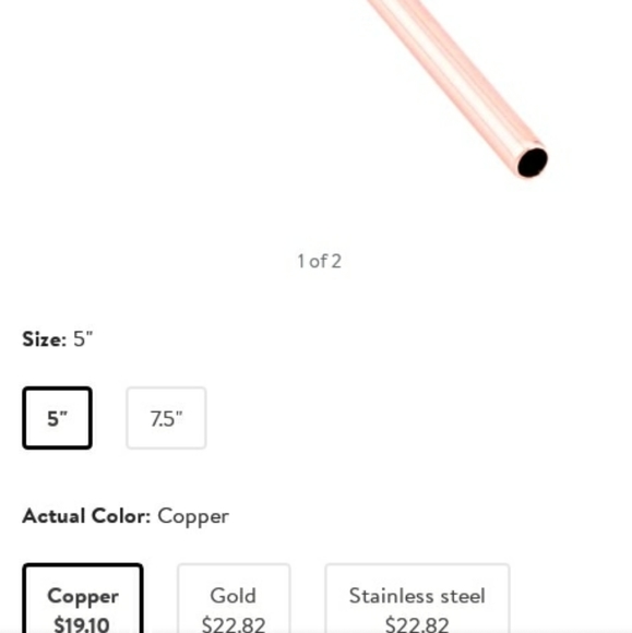 Set 2 Copper Toned Stainless Steel Short Cocktail Straws Cocktails Mixed Drinks - Picture 5 of 9
